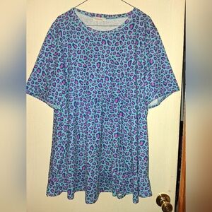 Vibrant Blue and Purple Leopard Print Tunic